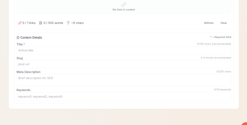 Meta Details Input Form